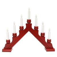 View 13.75" x 17" 7 Light Electric Red Wooden Karin Swedish Candelabra / Candlestick